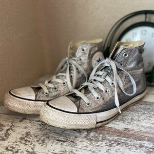 Converse All Stars Hi Top Shiny Silver Chuck Taylors M5/W7